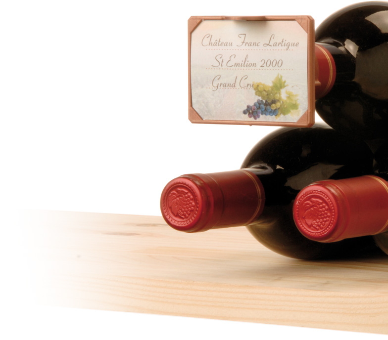 Support étiquettes pour bouteilles de vin
